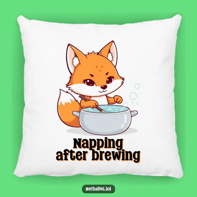 Funny Fox Potion Maker Pillow - Cozy Humorous Gift for Magical Comfort!