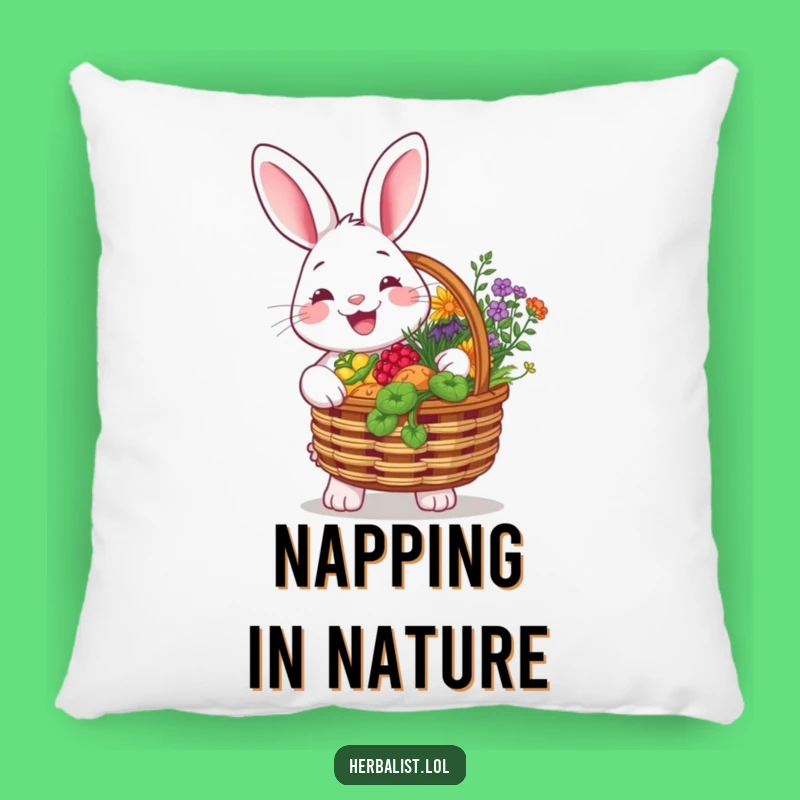 Funny Rabbit Herb Garden Pillow - Cozy Comfort for Nature Lovers