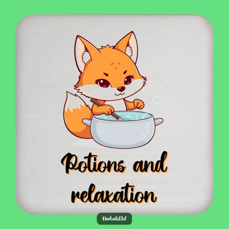 Funny Fox Potion Maker Coasters - Humorous Gift for Magical Tables!