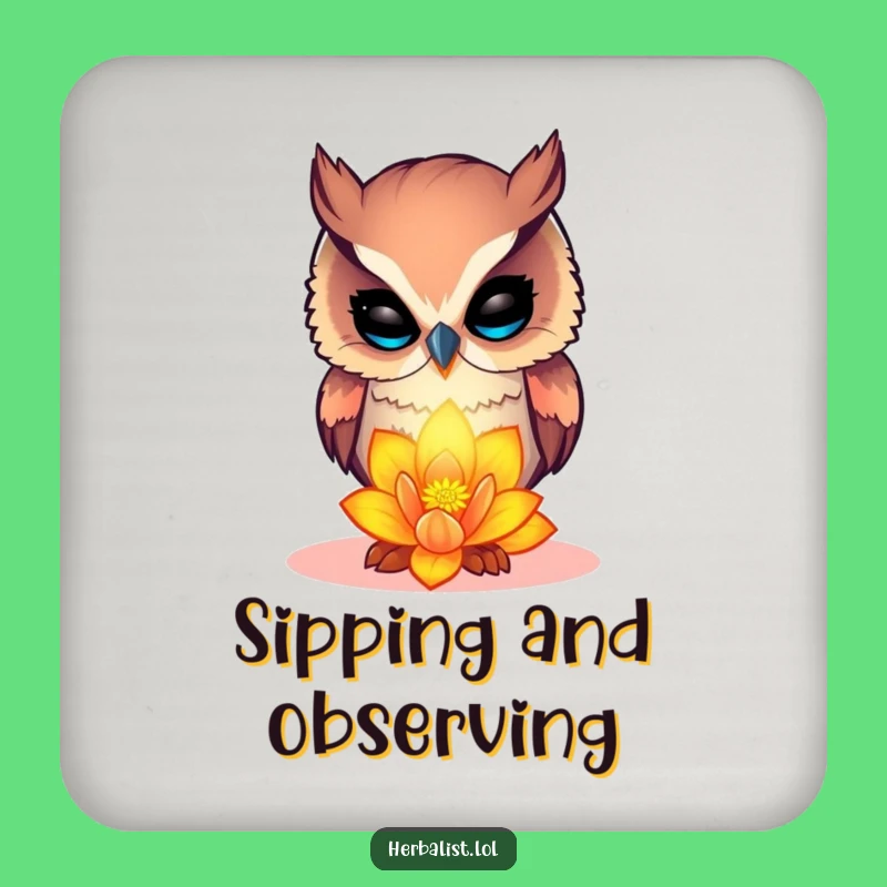 Funny Curious Owl Coasters - Humorous Gift for Nature-Themed Tables!