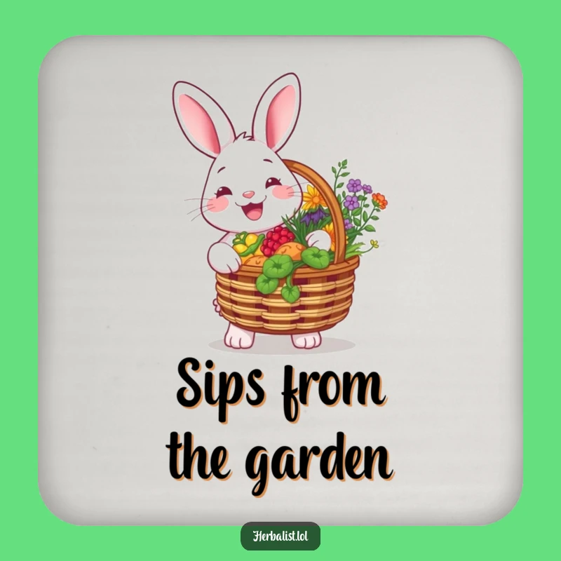 Funny Rabbit Herb Coaster - Protecting Surfaces with Garden Freshness
