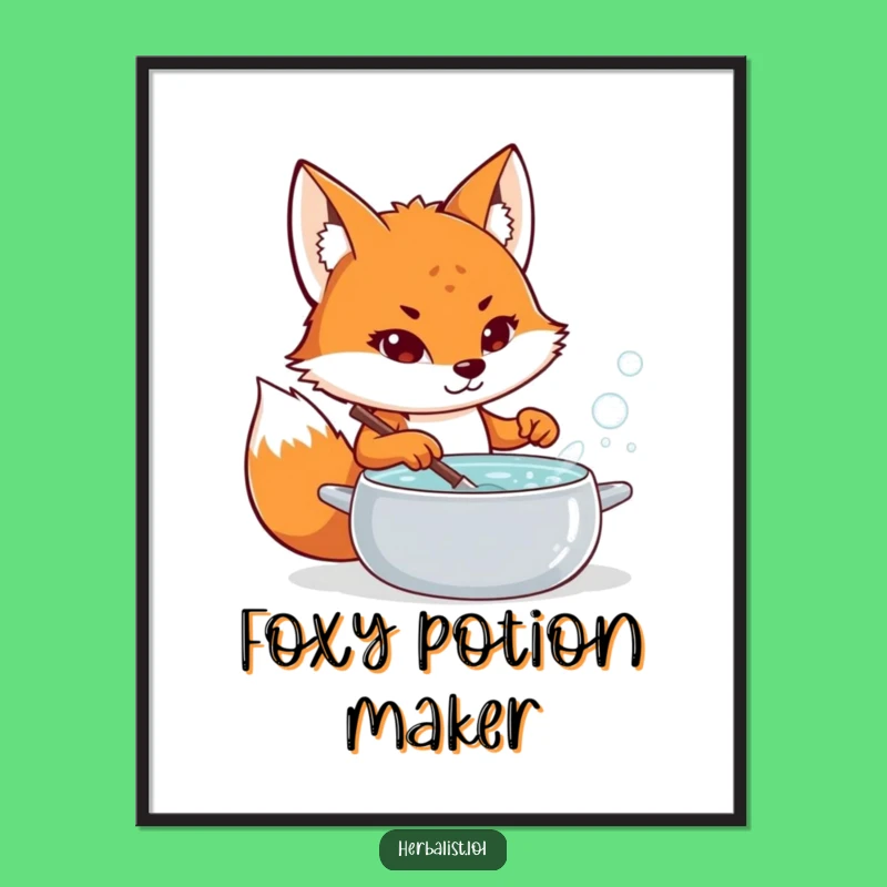 Funny Fox Potion Maker Poster - Whimsical Wall Art Gift for Magic Lovers!