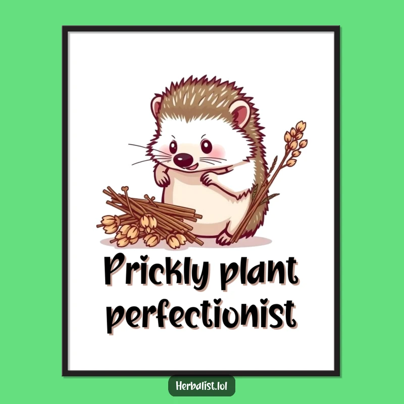 Funny Hedgehog Herbalist Poster - Charming Wall Art Gift for Plant Lovers!