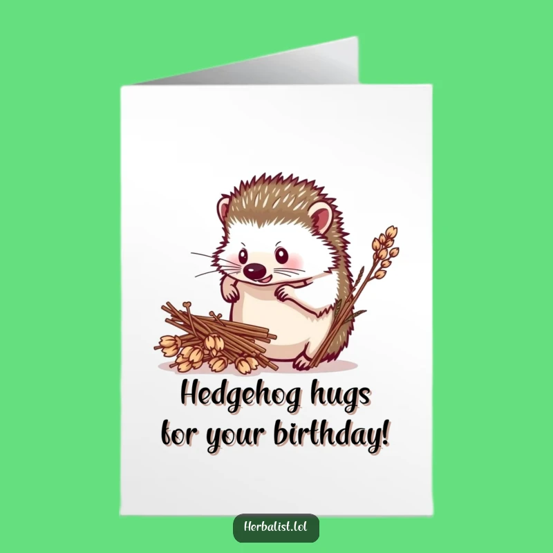 Hedgehog Herbalist Free Printable Birthday Card - Quirky DIY Downloadable Gift for Gardeners!