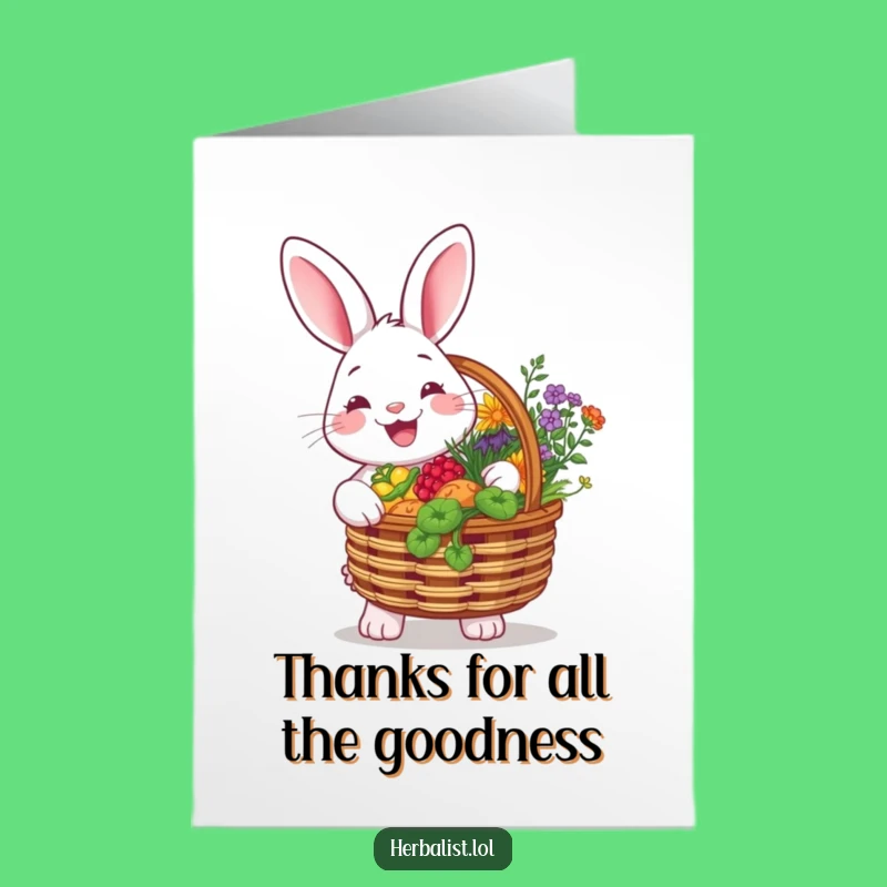 Free Printable Rabbit Herb Thank You Card - Funny Downloadable DIY Appreciation