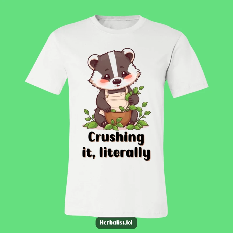 Funny Badger Chef T-Shirt - Perfect Humorous Gift for Leaf-Crushing Culinary Masters!